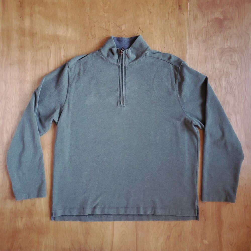 J Crew 1/4 Zip Pullover Mens XL 100% Cotton Sueded Jersey Green Long Sleeve 2007 - Picture 3 of 9